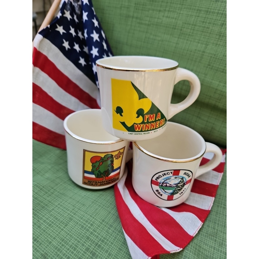 3 Boy Scouts of America Coffee Mug Vintage‎ Project SOAR I'm A Winner 1973